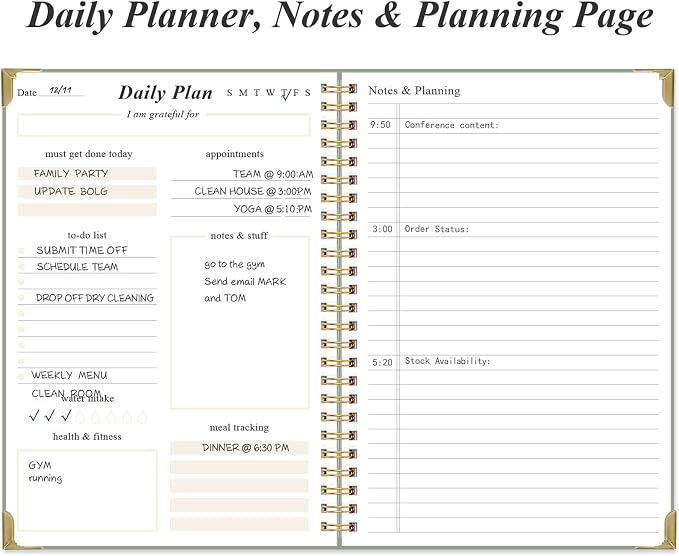To Do List Notebook - Aesthetic Daily Planner to Easily Organize Your Tasks And Boost Productivity - Undated Planner for School or Office Supplies, 5.8" x 8.5", Green