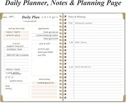 To Do List Notebook - Aesthetic Daily Planner to Easily Organize Your Tasks And Boost Productivity - Undated Planner for School or Office Supplies, 5.8" x 8.5", Green
