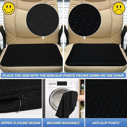 Gel Seat Cushion for Long Sitting-Two Sizes Gel Cushion(Thick＆Large)19"x17.5"x2.8"/38"x17.5"x1.4"(Fold/Expand), Pressure Relief Cushion for Office Chair, Egg Cushions for Wheelchair, Gel Pad for Car
