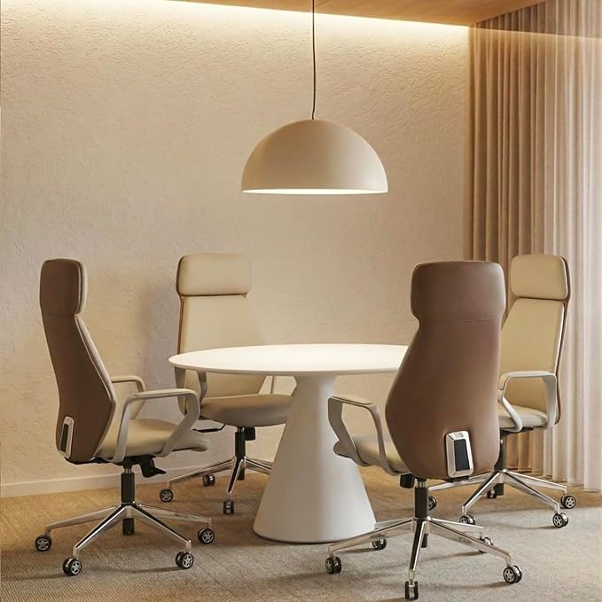 EUREKA ERGONOMIC Aric Executive Office Chair, High Back PU Leather Desk Chair with Lumbar Support, Professional Modern Home Office Chair with Large Headrest & 3-Position Recline(Pack of 3, Beige)