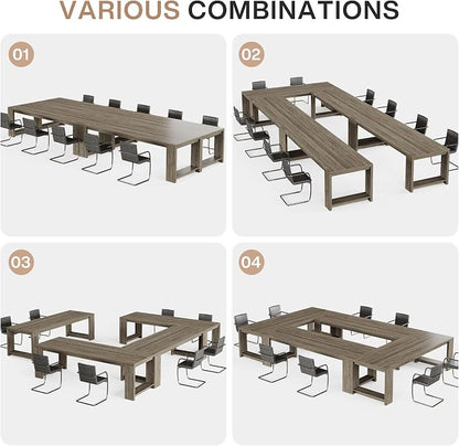 Tribesigns 7 ft Conference Table for 6 to 8 People, Modern Rectangle Meeting Room Desk for Boardroom, Home Office (2, Gray)