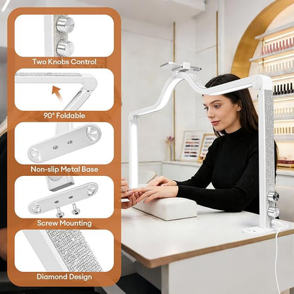 Arch Half Moon Light: Professional 34 inch 420 LED Beads - Nail Lamp for Desk Adjustable Brightness 3 Color Temperature - Foldable Nail Tech Light for Manicure Crafting