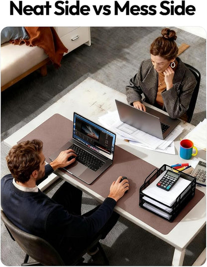YSAGi Leather Desk Pad Protector, Office Desk Mat, Large Mouse Pad, Non-Slip PU Leather Desk Blotter, Laptop Desk Pad, Waterproof Desk Writing Pad for Office and Home (Chocolate,55" x 24")