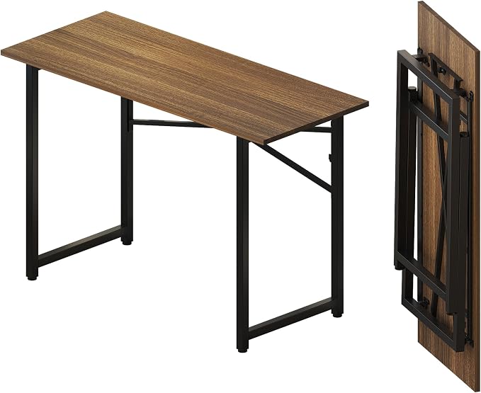 Lutown-Teen Folding Computer Desk 47 inch Writing Gaming Computer Camping Table, No Assembly Required Home Office Desk, Espresso