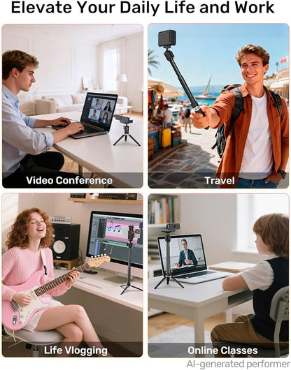 Webcam Tripod for Desk, Extendable Web Cam Stand Mount with Phone Holder for Logitech Webcam C920 C922 C922x C925e C930 C930e C615 Brio 4K NexiGo N60, GoPro Camera and Ring Light with 1/4" Thread