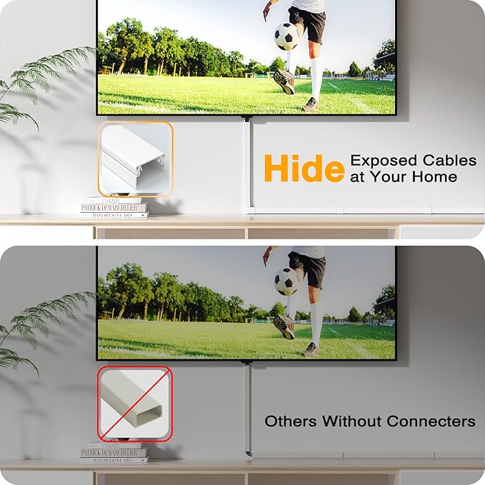 Delamu Cord Hider, 157in Wire Covers for Cords on Wall, Premium Cable Hider Cord Covers for Wires, Cable Management Wire Hiders for TV, Cable Raceway Kit, W0.95 H0.55in, White