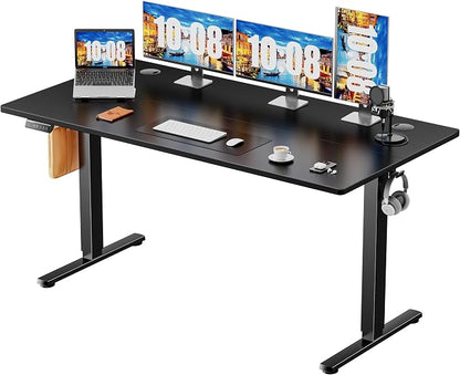 Sweetcrispy 55 Inch Electric Standing Desk, Height Adjustable Sit Stand Up Desk, Computer Workstation Home Office Gaming Rising Table with Memory Preset Splice Board, Black