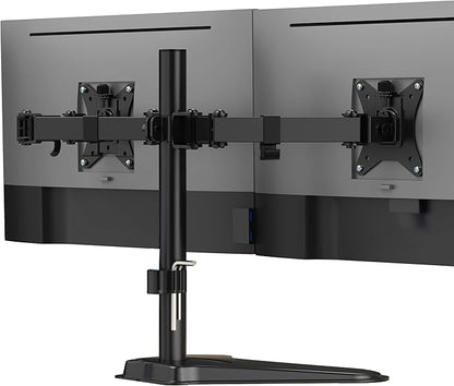 Mount-It! Dual Monitor Desk Stand Mount for 2 Screens VESA 75x75 & 100x100 | For Monitors up to 32”, Height Adjustable with Tilt, Swivel & Rotation