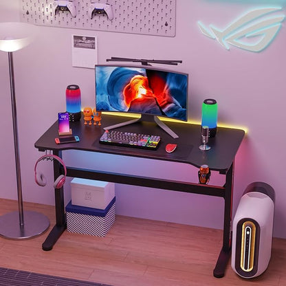FDW 47 Inch Gaming Desk with Large Desktop Computer Desk Student PC Desk Extra Large Modern Ergonomic Racing Style Table Workstation for Adult Teens,Black