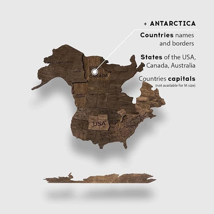 Enjoy The Wood 3D Wooden World Map Wall Art - Large Travel Map with Pins for Art Decor - Decorative Map of the World for Home, Office - Travel Wall Art Housewarming Gift Idea (Dark Walnut, 2XL, Unframed)