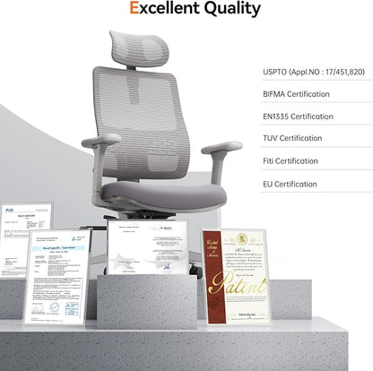 Newtral Office Chair with Lumbar Support- High Back Ergonomic Desk Chair with Adjustable Headrest, 3D Armrest, Adjustable Seat Depth & Height, Home Office