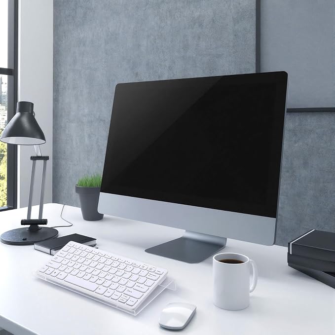 4 Pack Acrylic Computer Keyboard Stand, Clear Tilted Ergonomic Keyboard Tray Riser Holder for Office Desk, Home Use