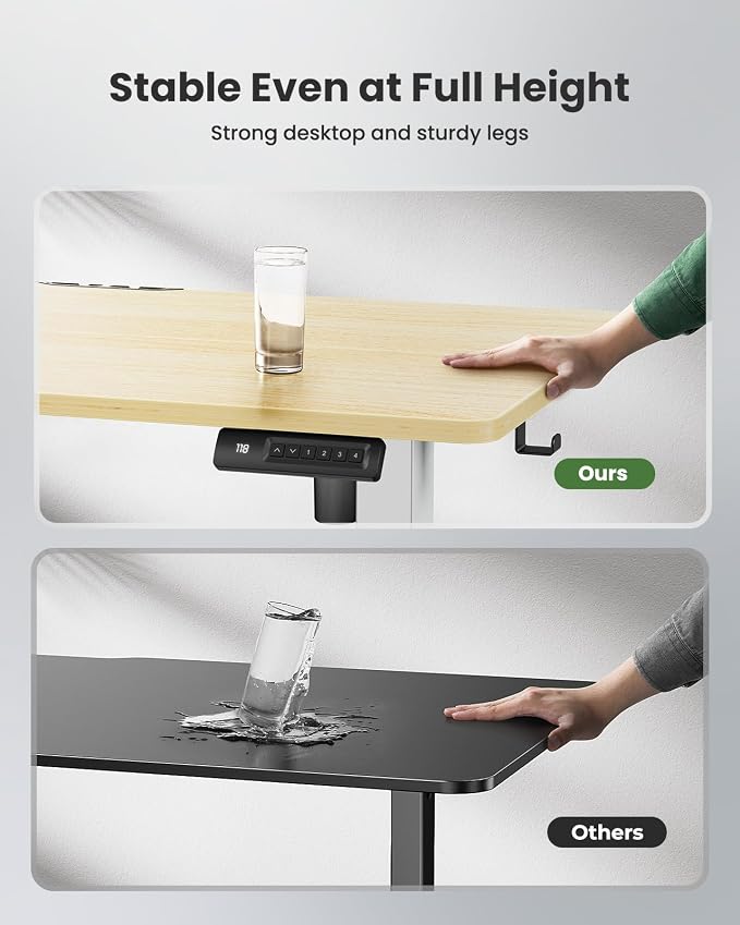 Marsail Electric Standing Desk, Adjustable Height Stand up Desk, 40 x 24 Inches Sit Stand Home Office Desk, Computer Desk, Maple