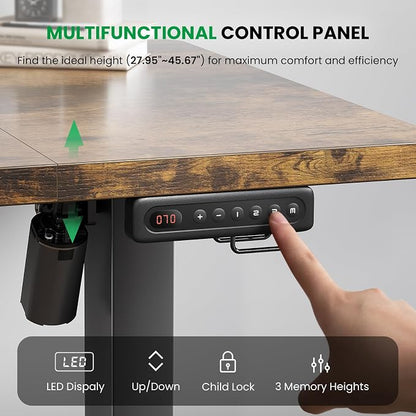 SIAGO Electric Standing Desk Adjustable - 48 x 24 Inch Sit Stand up Desk with Cable Management - 3 Memory Preset Adjustable Height Table