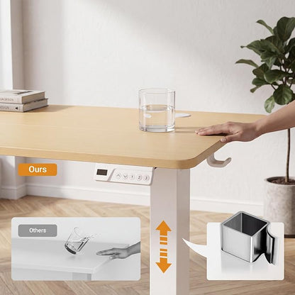 Claiks Electric Standing Desk 35 x 20 Inches, Compact Adjustable Height Motorized Sit Stand Desk with 3 Memory Presets & Cable Management, Space-Saving Computer Workstation for Bedroom, Nature
