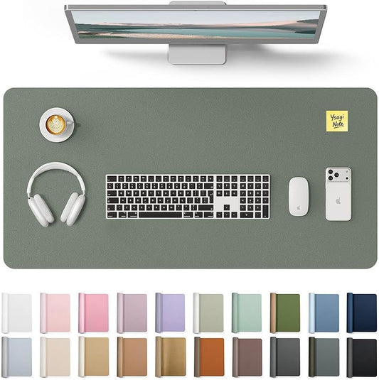 YSAGi Leather Desk Protector, Office Mat, Large Mouse Mat, Non-Slip PU Leather Blotter, Laptop Desk, Waterproof Writing Pad for Office and Home (Dark Green, 31.5" x 15.8")