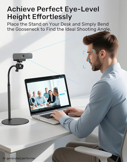 Webcam Stand for Desk, Upgraded Gooseneck Web Camera Tripod & 360° Swivel Ballhead for Logitech Webcam C922 C930 C930e C920 C920s C920x C960 C615 BRIO NexiGo N60 with 1/4" Thread