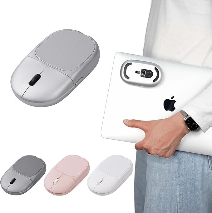 Magnito – Magnetic Wireless Bluetooth Mouse for MacBook, iPad, Laptop, Windows, Chrome OS, Linux – Compact & Portable, Slim, Lightweight, Quiet Clicks – The Best Travel Mouse (Silver)