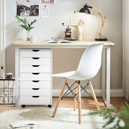 7 Drawers Filing Cabinet, Vertical File Cabinet for Home Office, Mobile Under Desk Office Storage Cabinets with Wheels (White, 7 Drawers)