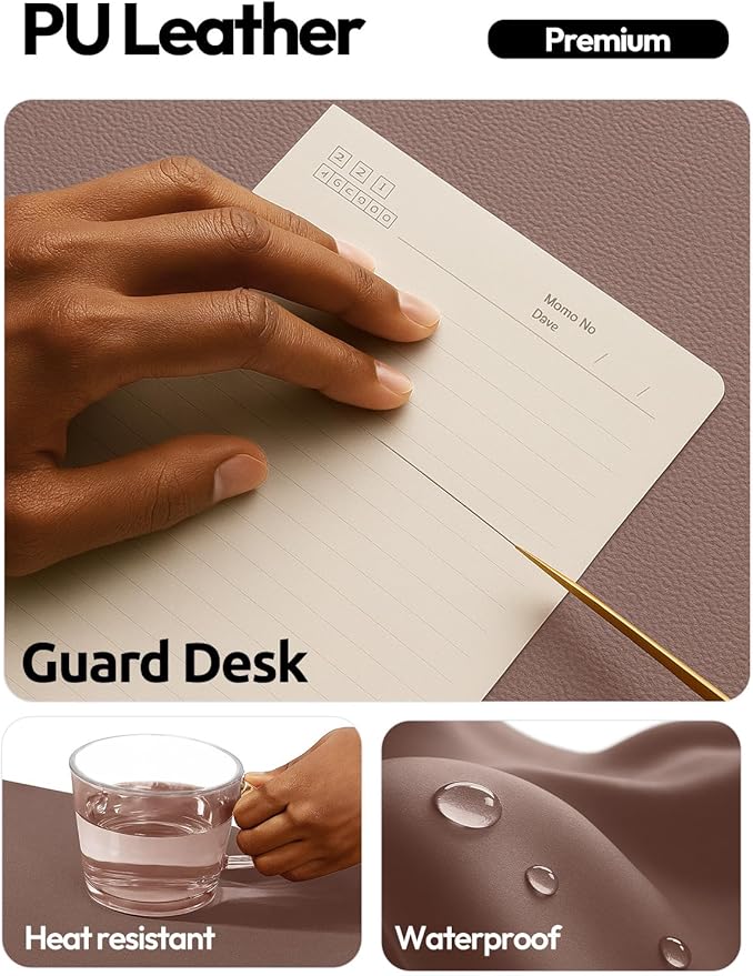 YSAGi Leather Desk Protector, Office Mat, Large Mouse Mat, Non-Slip PU Leather Blotter, Laptop Desk Mat, Waterproof Writing Pad for Office and Home(Chocolate, 63" x 17.2")