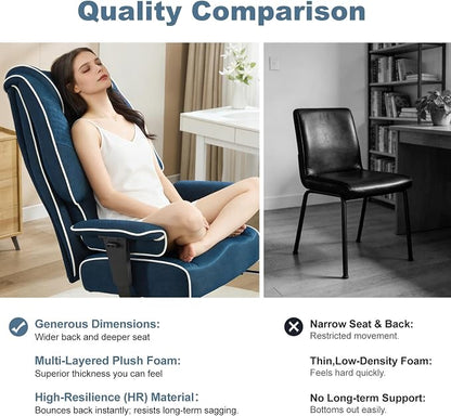 EXCEBET Big and Tall Office Chair 400lbs Wide Seat, Leather High Back Executive Office Chair with Lumbar Support, Ergonomic Chairs Padded Armrests & Thick Cushion (Mesh Blue)