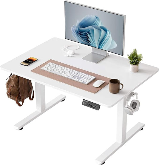 YIHAYO One-Piece Low Height Adjustable Desk, Lifts 18.1-28.3 Inches, Electric Standing Desk for Short People, 32 x 24 Inches Computer Table with Splice Board for Home Office, White