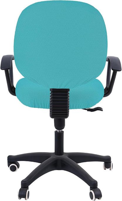 Smiry Stretch Jacquard Office Computer Chair Covers, Removable Washable Universal Desk Rotating Chair Slipcovers Protector, Seat + Backrest Cover, Aqua