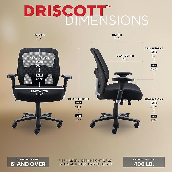 Staples 1680262 Driscott Mesh Big and Tall Chair Black