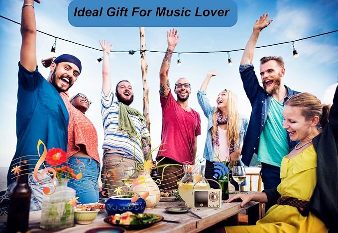 Dosmix Retro Bluetooth Speaker, Vintage Decor, Portable Wireless Bluetooth Speaker, Cute Old Fashion Style for Kitchen Desk Bedroom Office Outdoor Accessories for iPhone Android (Yellow)