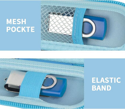 USB Flash Drive Case, SD Card Holder Compatible with Thumb Drive, Memory Cards, SDXC SDHC Storage Bag, Electronic Accessories Organizer for SanDisk for Samsung for Inland (Light Blue)