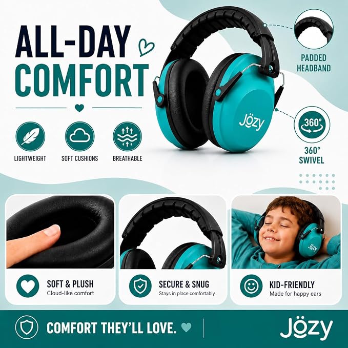 Jozy Noise Canceling Headphones for Kids, SNR 26dB Ear Protection for Autism, Sound Proof Sensory Muffs for Hearing, Concerts