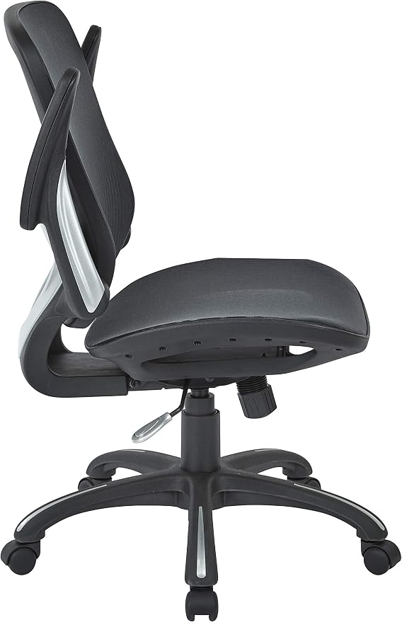 Office Star Riley Ventilated Manager's Office Desk Chair with Breathable Mesh Seat and Back, Black Base with Black
