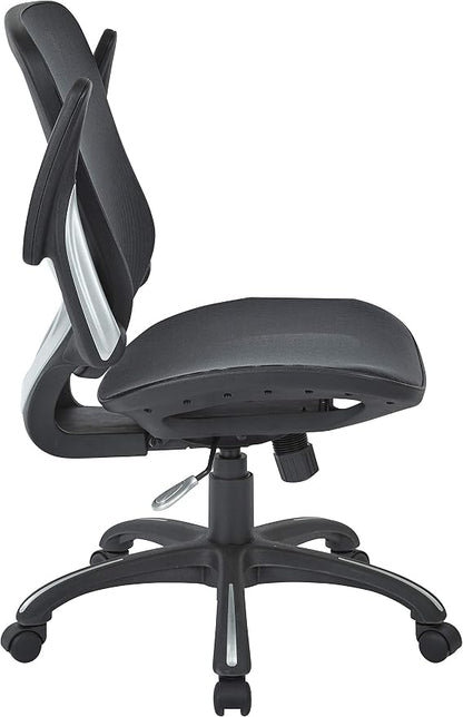 Office Star Riley Ventilated Manager's Office Desk Chair with Breathable Mesh Seat and Back, Black Base with Black