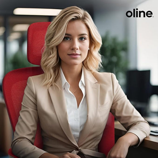 Oline ErgoAir Ergonomic Office Chair – Adjustable Lumbar Support, Flip-Up Armrests, Mesh Computer Desk Chair, Swivel Rolling Executive Gaming Chair for Home & Office (Red)