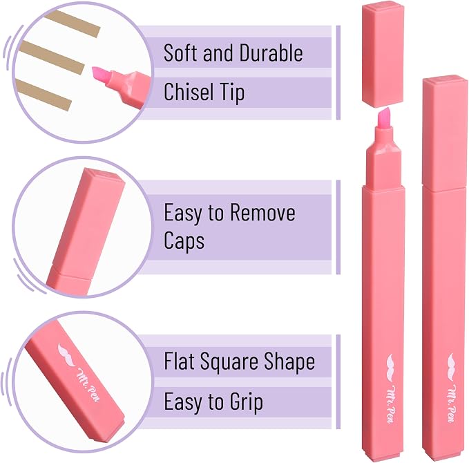 Mr. Pen- Aesthetic Highlighters No Bleed, 8 Pack, Summer Morning | Chisel Tip, Cute Highlighters Assorted Colors for Journaling, Highlighting, Underlining, Fast Dry, Back to School Supplies