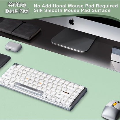 Boutilon Leather Desk Pad Protector,Non-Slip Mouse Pad,Laptop Desk Pad,Office Mouse Mat,Waterproof Leather Desk Blotter,Desk Writing Pad for Office and Home (L-Green,35"x 17")