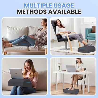 TranquilRelax Foot Rest for Under Desk at Work, Gaming Accessories Foot Stool with 3 Adjustable Heights & Washable Cover, Comfortable Office Desk Accessories, Footrest for Office, Home and Car (Gray)