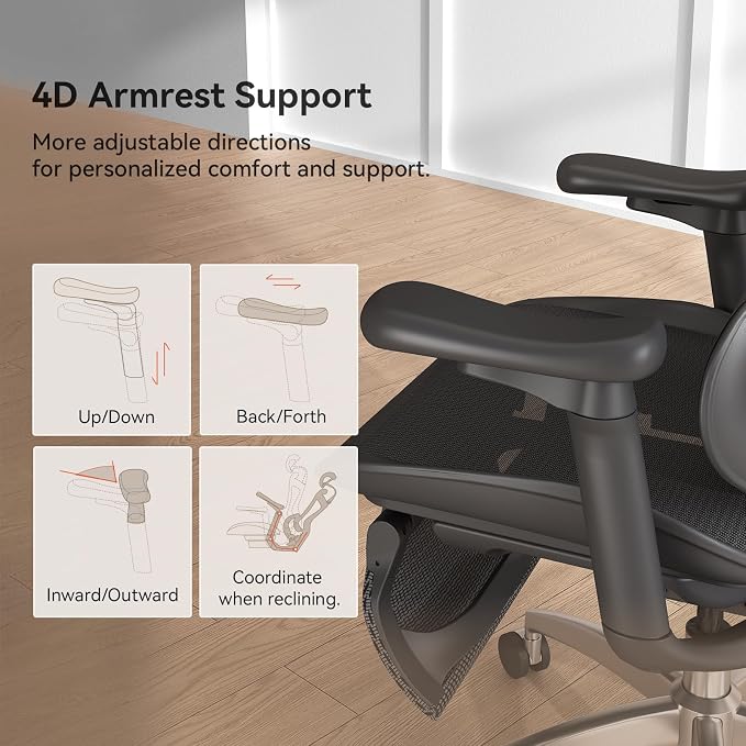 SIHOO Doro C300 Ergonomic Office Chair with Footrest, Ultra Soft 3D Armrests, Dynamic Lumbar Support for Home Office Chair, Adjustable Backrest Desk Chair, Big and Tall Computer Chair 2 Packs (Black)
