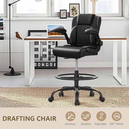 BOSMILLER Drafting Chair,Tall Office Chair for Standing Desk with Adjustable Height,Counter Computer Chairs with Footrest for Home,Drawing or Counter Height Use