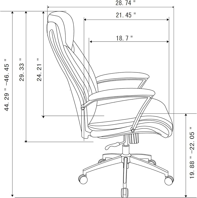 Realspace® - Chair - Modern Comfort Verismo Bonded Leather High-Back Executive Chair, Black/Chrome - 31" x 14" x 24.5"