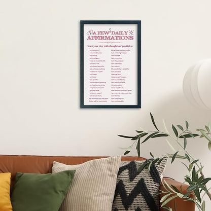 YWJKWLGS Daily Affirmations Wall Art, 11x16 Framed, Pink Positive Decor Girls Room