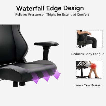 Gaming Chair - High Back Ergonomic Computer Chair with Lumbar Support, Video Game Chair-4D Adjustable Armrests,170° Reclining & 320lb Capacity,PU Leather Office Chair for Adults