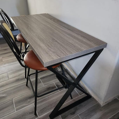 IBF Gray Computer Desk, Modern Writing Study Desk for Home Office, Industrial Wooden Metal Executive Work Desk, Simple Pc Gaming Laptop Workstation Computer Table in Bedroom, Light Grey Oak, 55 Inch
