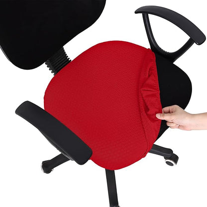 Smiry Stretch Jacquard Office Computer Chair Seat Covers, Removable Washable Anti-dust Desk Chair Seat Cushion Protectors - Red