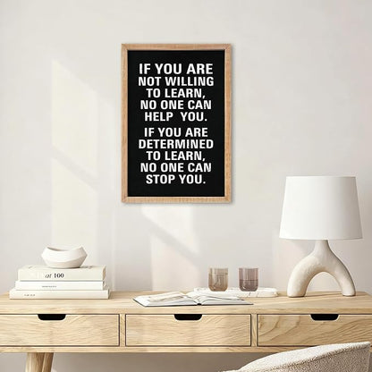 YWJKWLGS Inspirational Learn Quote Wall Art, 11x16 Framed Motivational Sign Office