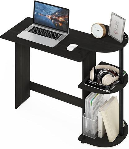 Furinno Compact 29-Inch Rustic Brown Computer Desk, Gaming Desk with Shelves, Office Desk with Book Shelf, for Home Office, Study Room, Dorm, Bedroom, Dark Espresso