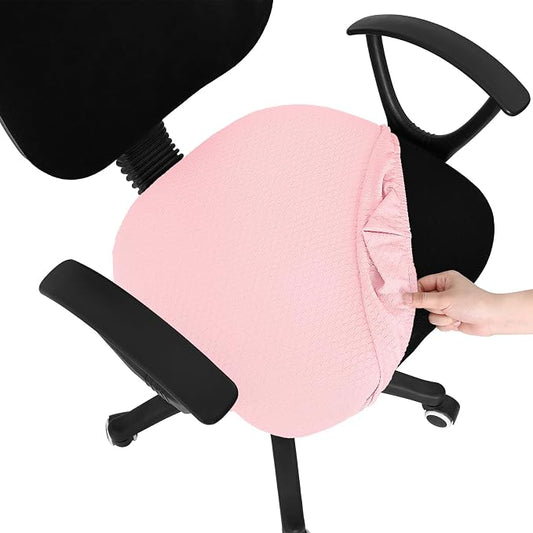 Smiry Stretch Jacquard Office Computer Chair Seat Covers, Removable Washable Anti-dust Desk Chair Seat Cushion Protectors - Blush Pink