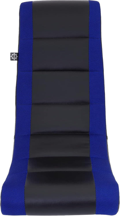 The Crew Furniture Classic Video Rocker Gaming Chair, for Kids and Teens, PU Faux Leather & Polyester Mesh, Black/Blue