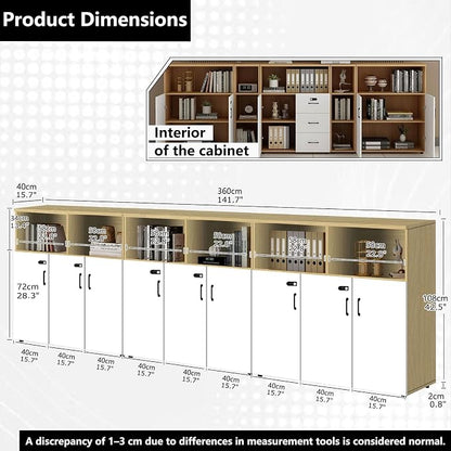 File Cabinet with Password Lock, Wood Lateral Filing Cabinet for Letter/A4 Files, 3 Drawer with Door, Printer Stand with Open Shelves for Home Office
