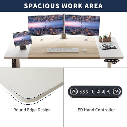63 Inch Electric Standing Desk, Height Adjustable Sit Stand Desk with Memory Control and Spacious Desktop for Home Office